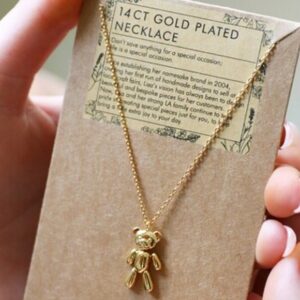 Gold Dancing Teddy Bear Necklace | Lisa Angel | Unique Gifts | Oscar & B | UK