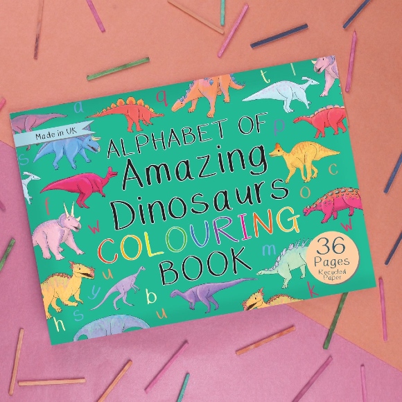 Alphabet of Amazing Dinosaurs Colouring Book| Button and Squirt | Unique Gifts | Oscar & B | UK